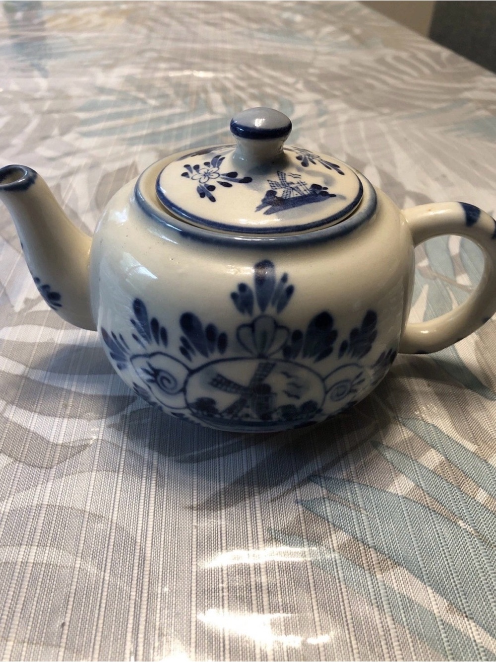 Nobel Bell Windmill Teapot - Blue & White